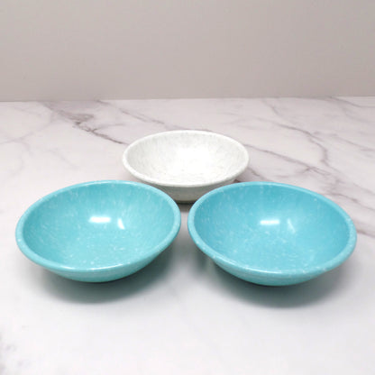 Vintage Melmac / Melamine Imperial Ware 4” Bowl (D-10), Speckled Turquoise & Gray - set of 3 (1950s)