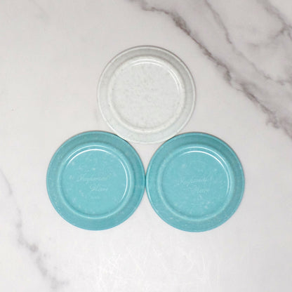 Vintage Melmac / Melamine Imperial Ware 3-1/2” Butter Pat Plate / Coaster (D-6), Speckled Turquoise & Gray - set of 3 (1950s)