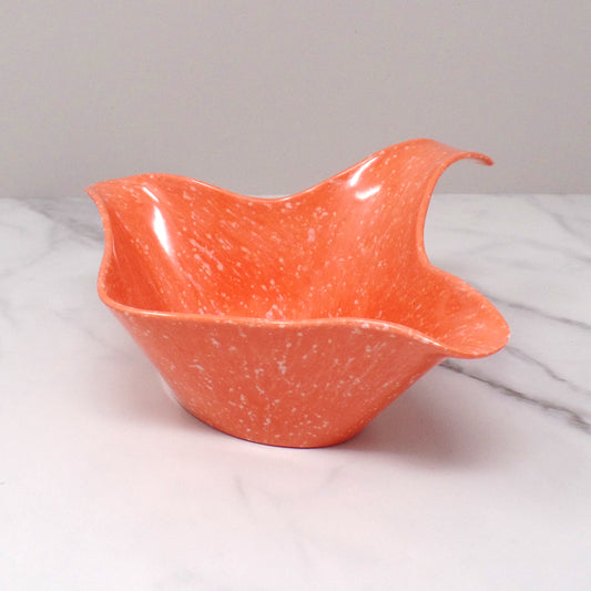 Vintage Joan Luntz Gaiety Melmac / Melamine Gravy Boat, Speckled Coral (1950s)