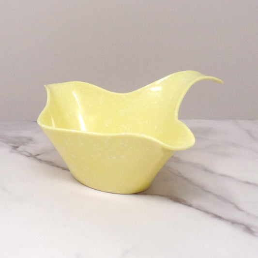 Vintage Joan Luntz Gaiety Melmac / Melamine Gravy Boat, Speckled Yellow (1950s)