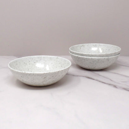 Vintage Joan Luntz Gaiety Melmac / Melamine 4-3/4” Bowl, Speckled Gray and White - set of 3 (1950s)