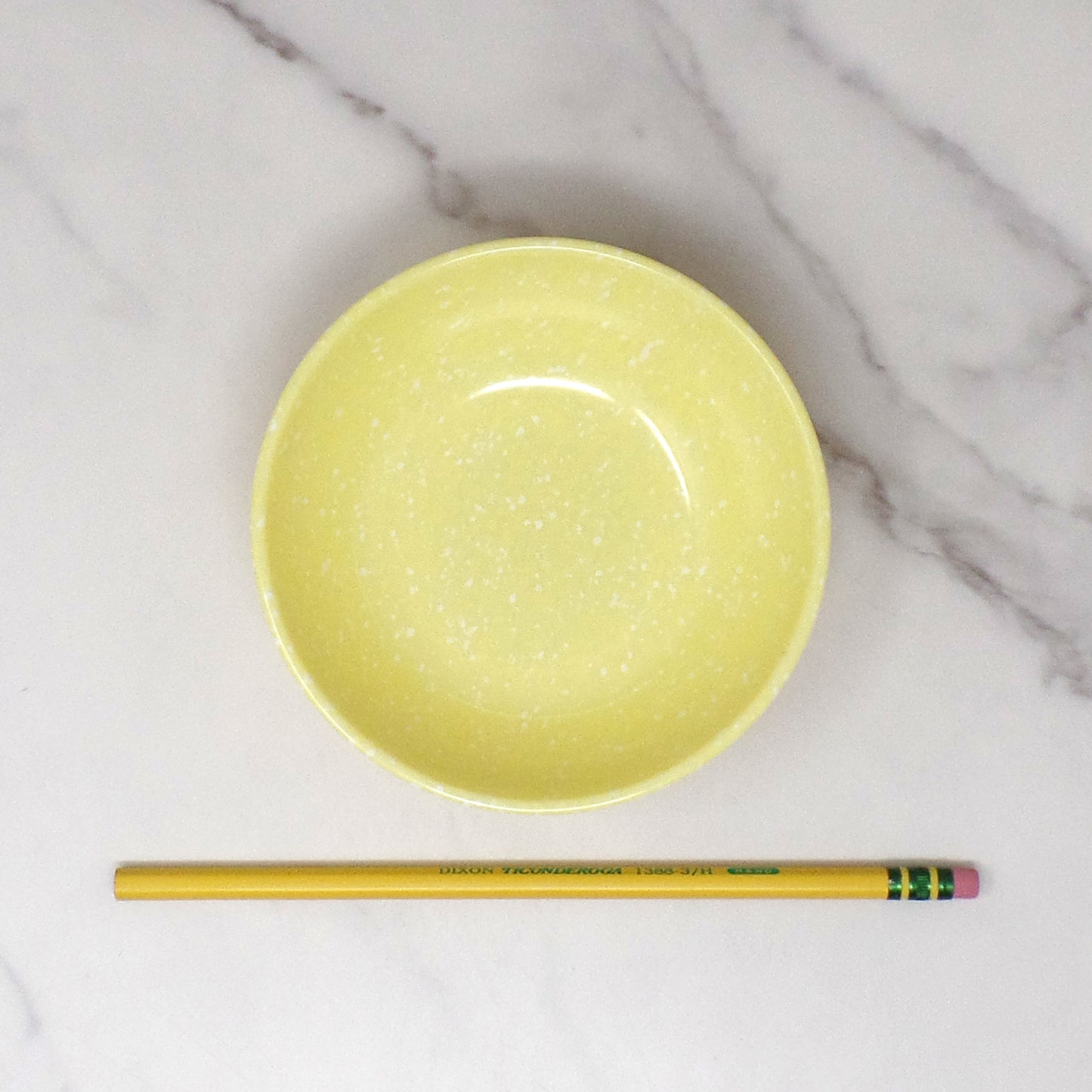 Vintage Joan Luntz Gaiety Melmac / Melamine 4-3/4” Bowl, Speckled Yellow - set of 4 (1950s)