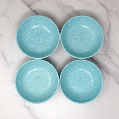 Vintage Joan Luntz Gaiety Melmac / Melamine 4-3/4” Bowl, Speckled Turquoise - set of 4 (1950s)