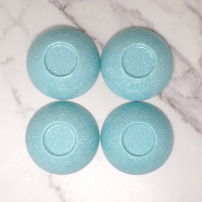 Vintage Joan Luntz Gaiety Melmac / Melamine 4-3/4” Bowl, Speckled Turquoise - set of 4 (1950s)