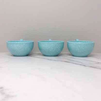 Vintage Joan Luntz Gaiety Melmac / Melamine Coffee or Tea Cup, Speckled Turquoise - set of 3 (1950s)