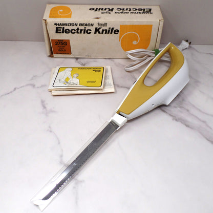 Vintage Hamilton Beach Scovill Electric Knife, Gold 275-G, with Original Box & Documents (1979)
