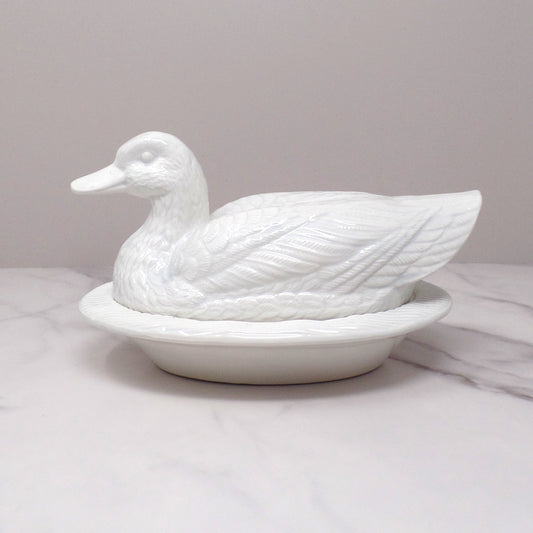 Vintage Ceramic Covered Duck Dish