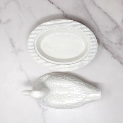 Vintage Ceramic Covered Duck Dish
