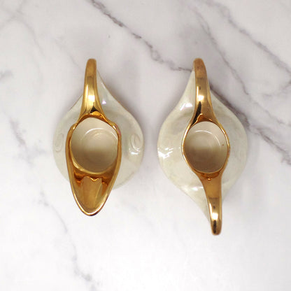 Vintage Pearl China Co. Iridescent Cream & 22KT Gold Cream & Sugar Set (1950s-1960s)