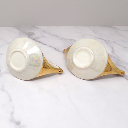 Vintage Pearl China Co. Iridescent Cream & 22KT Gold Cream & Sugar Set (1950s-1960s)