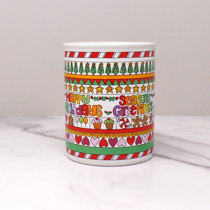 Vintage Ceramic Enesco Courtney Davis Love N’ Stuff Christmas Mug, 11 oz (1983)