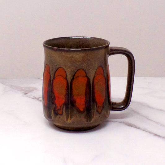 Vintage Ceramic Mug, Orange and Brown (1970s)