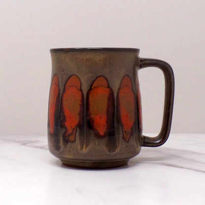 Vintage Ceramic Mug, Orange and Brown (1970s)