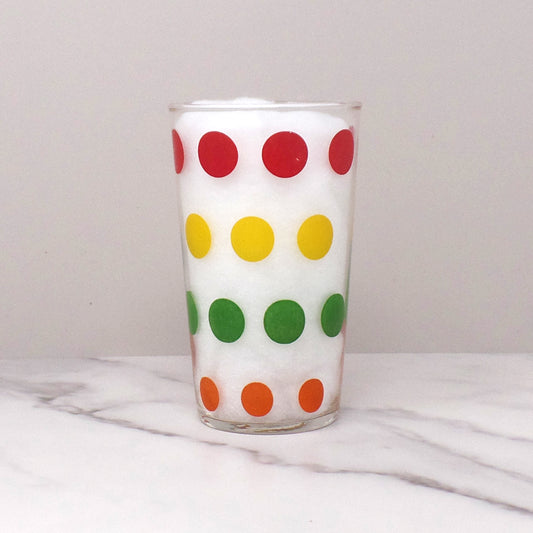 Vintage Juice Glass, Colored Dots, 10 oz (1960s)