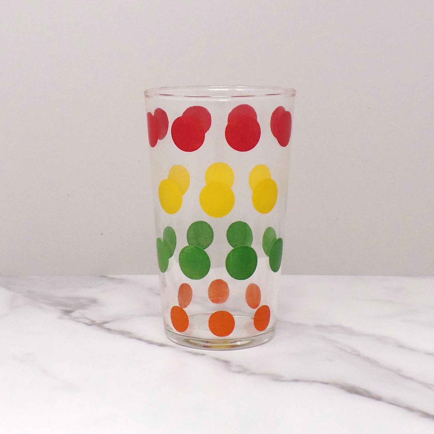 Vintage Juice Glass, Colored Dots, 10 oz (1960s)