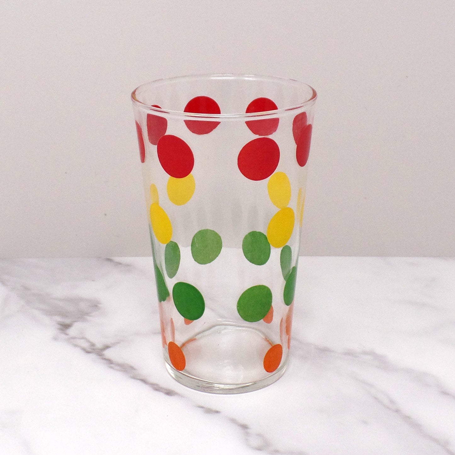 Vintage Juice Glass, Colored Dots, 10 oz (1960s)