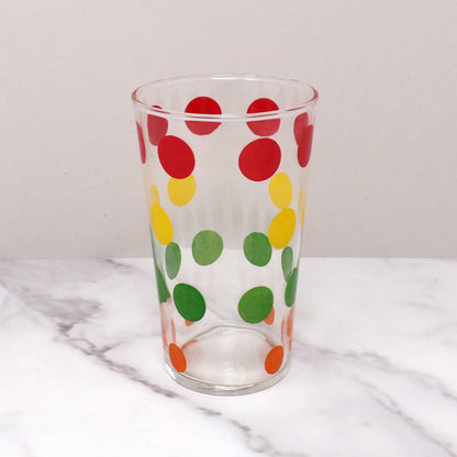 Vintage Juice Glass, Colored Dots, 10 oz (1960s)