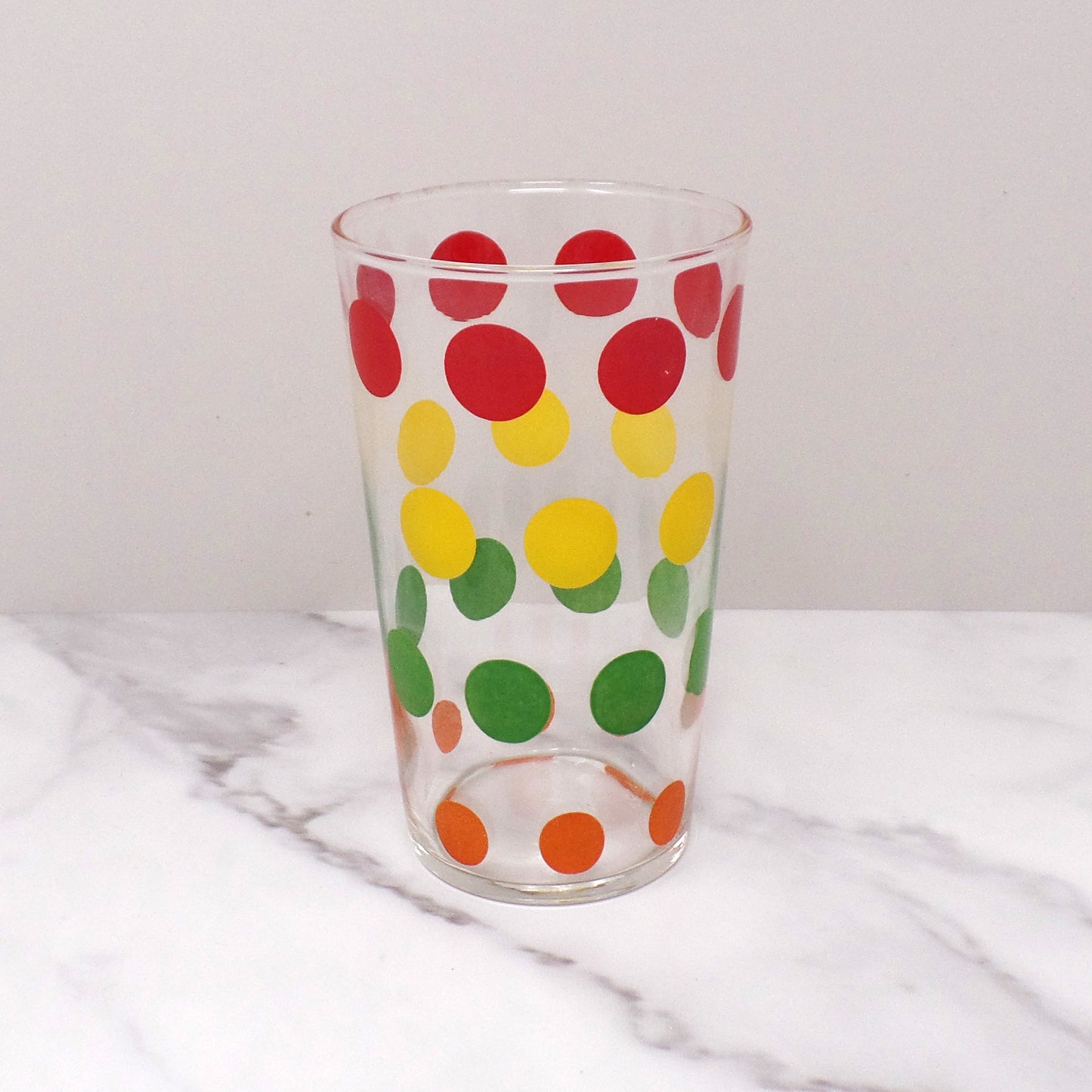 Vintage Juice Glass, Colored Dots, 10 oz (1960s)