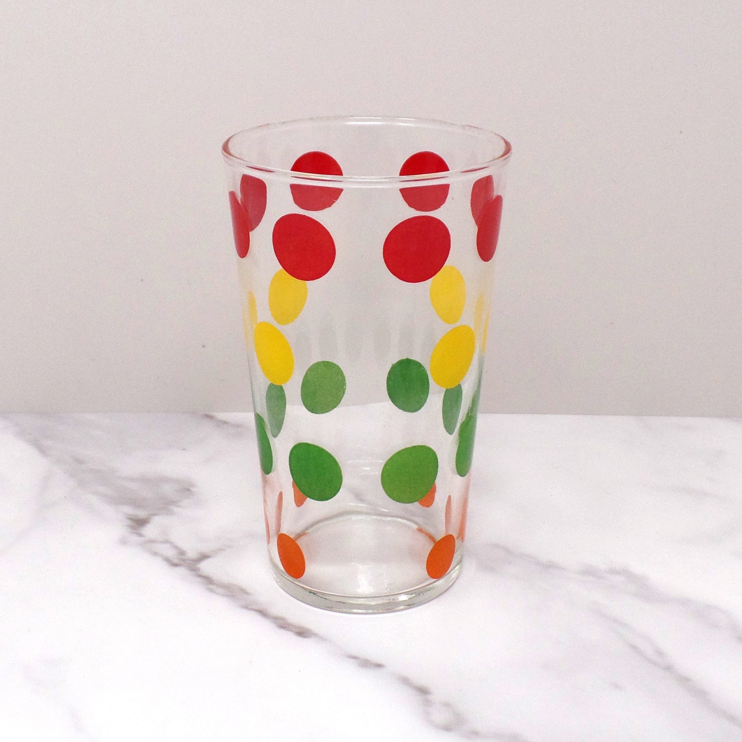 Vintage Juice Glass, Colored Dots, 10 oz (1960s)