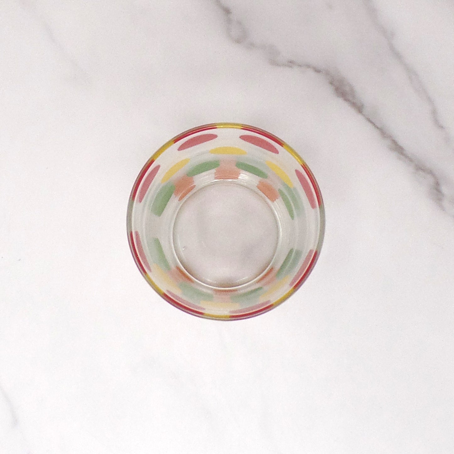 Vintage Juice Glass, Colored Dots, 10 oz (1960s)