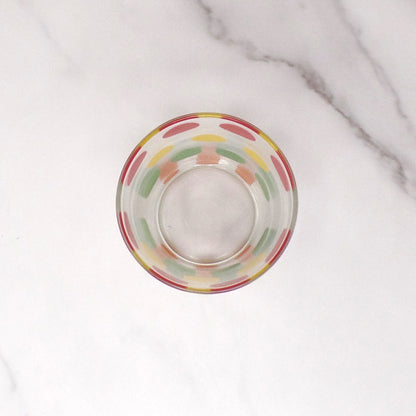 Vintage Juice Glass, Colored Dots, 10 oz (1960s)