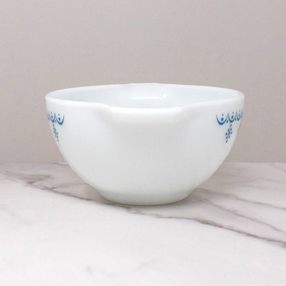 Vintage Pyrex Full Set of Four Cinderella Nesting Mixing Bowls, Snowflake Blue (441, 442, 443, 444) (1950s-1960s)