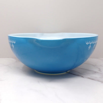Vintage Pyrex Full Set of Four Cinderella Nesting Mixing Bowls, Snowflake Blue (441, 442, 443, 444) (1950s-1960s)
