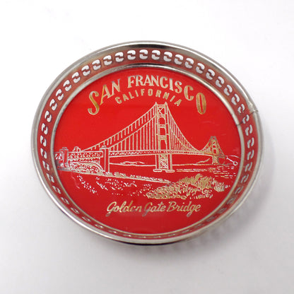 Vintage Souvenir Coasters, San Francisco Golden Gate Bridge and New York City Empire State Building (1960s)