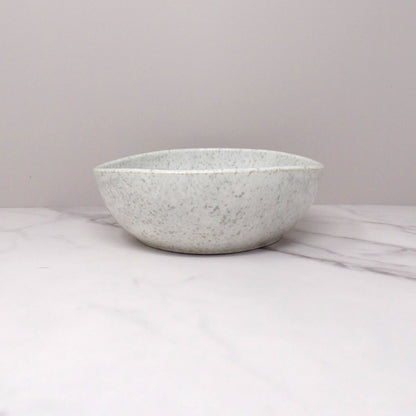 Vintage Joan Luntz Gaiety Melmac Oval Serving Bowl, Speckled White / Gray (1950s)
