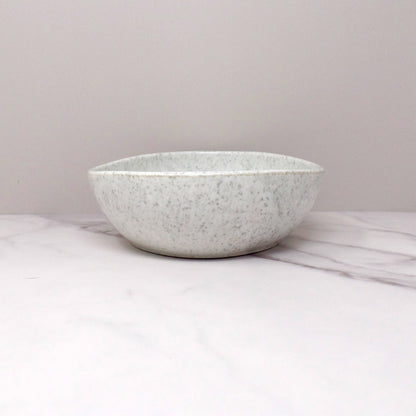 Vintage Joan Luntz Gaiety Melmac Oval Serving Bowl, Speckled White / Gray (1950s)