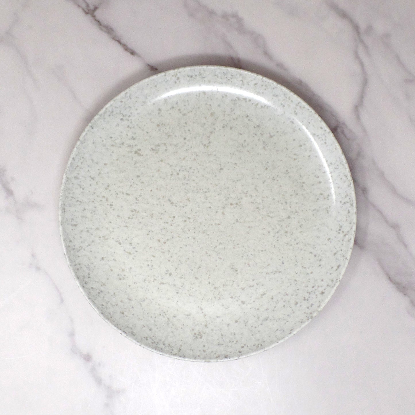 Vintage Joan Luntz Gaiety Melmac / Melamine 10” Dinner Plates, Speckled White & Gray - set of 6 (1950s)
