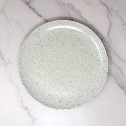 Vintage Joan Luntz Gaiety Melmac / Melamine 10” Dinner Plates, Speckled White & Gray - set of 6 (1950s)