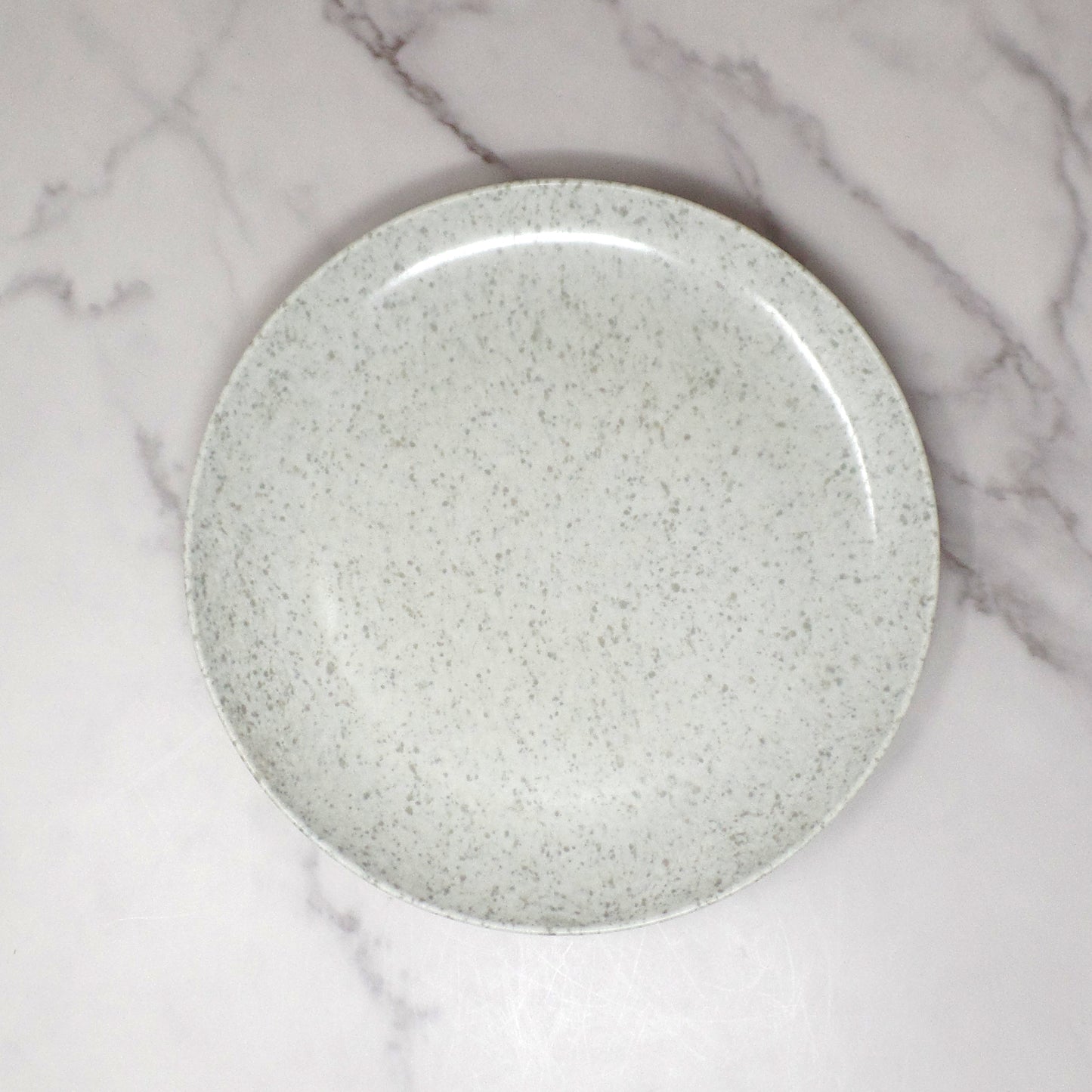 Vintage Joan Luntz Gaiety Melmac / Melamine 10” Dinner Plates, Speckled White & Gray - set of 6 (1950s)