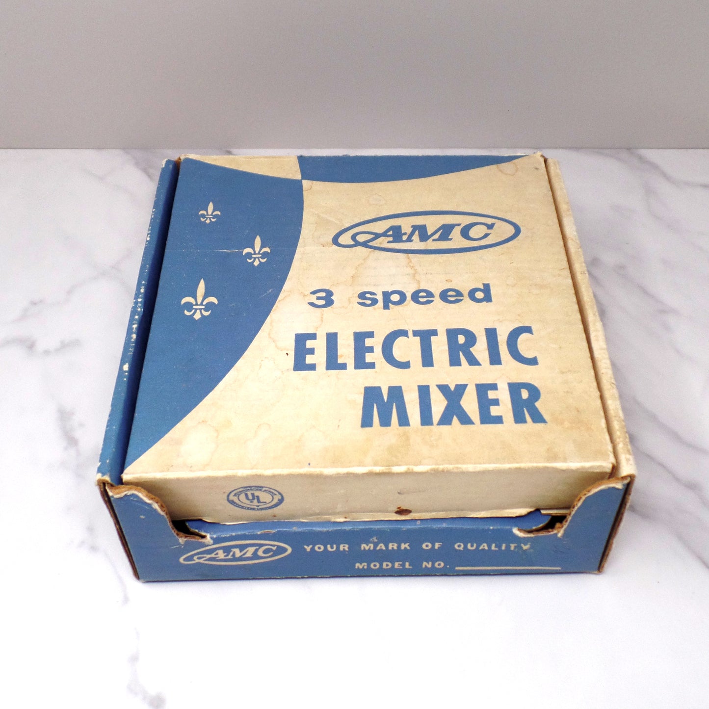 Vintage AMC Handheld Electric Mixer (model 596-INO) with Original Box and Documents (1964)