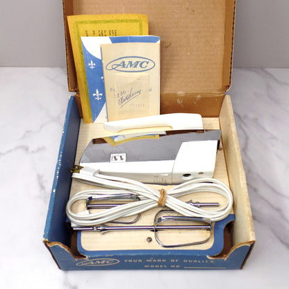 Vintage AMC Handheld Electric Mixer (model 596-INO) with Original Box and Documents (1964)