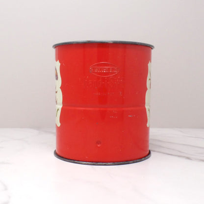 Vintage Androck Hand-i-Sift Sifter with Red Wooden Handle, Floral Pattern (1950s)