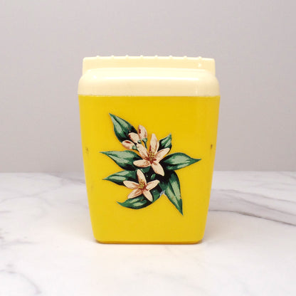 Vintage Burroughs Burrite Yellow Plastic Canister (312) with Floral Pattern (1950s)