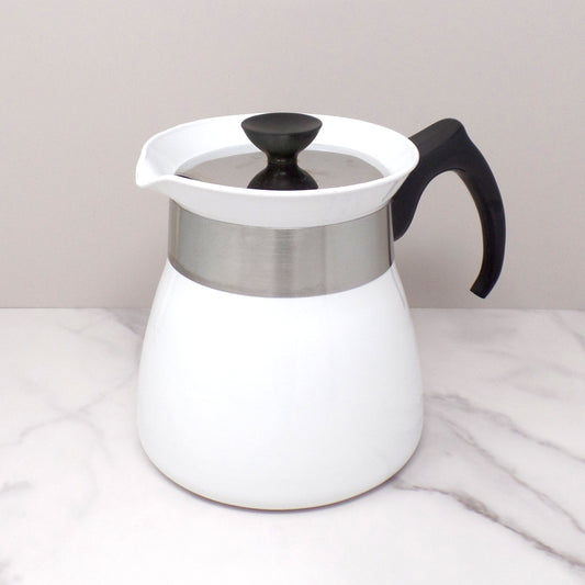 Vintage Corningware Cookmates K-TP-7 Pyroceram Teapot (7 cup) with Metal Lid, Just White (1970s)