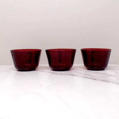 Vintage Anchor Hocking Royal Ruby Red Glass Mugs, set of 3 (1960s)