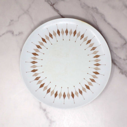 Vintage Texas Ware Melmac / Melamine 10” Dinner Plates, G-3 Atomic Leaf - set of 4 (1950-60s)