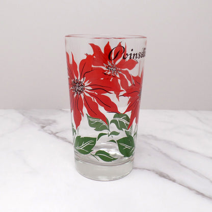 Vintage Christmas Poinsettia Highball Glass (1960s)