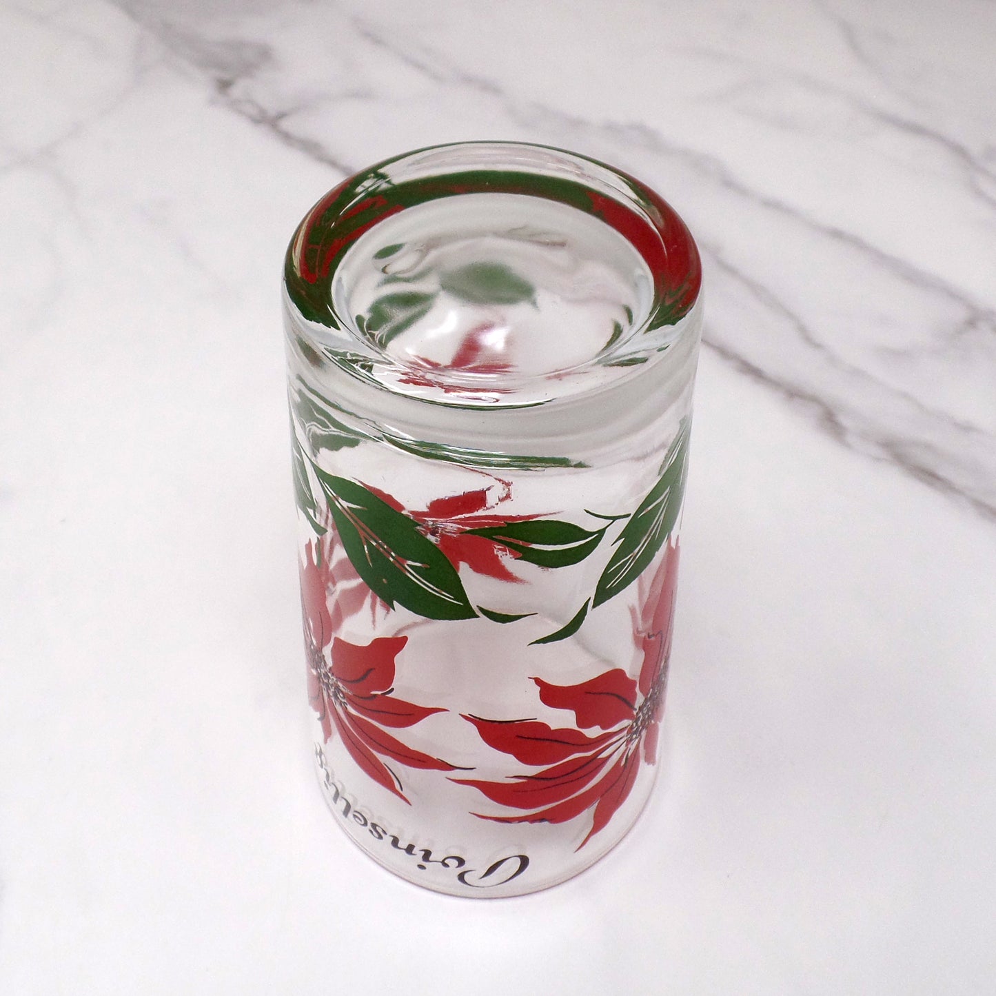 Vintage Christmas Poinsettia Highball Glass (1960s)
