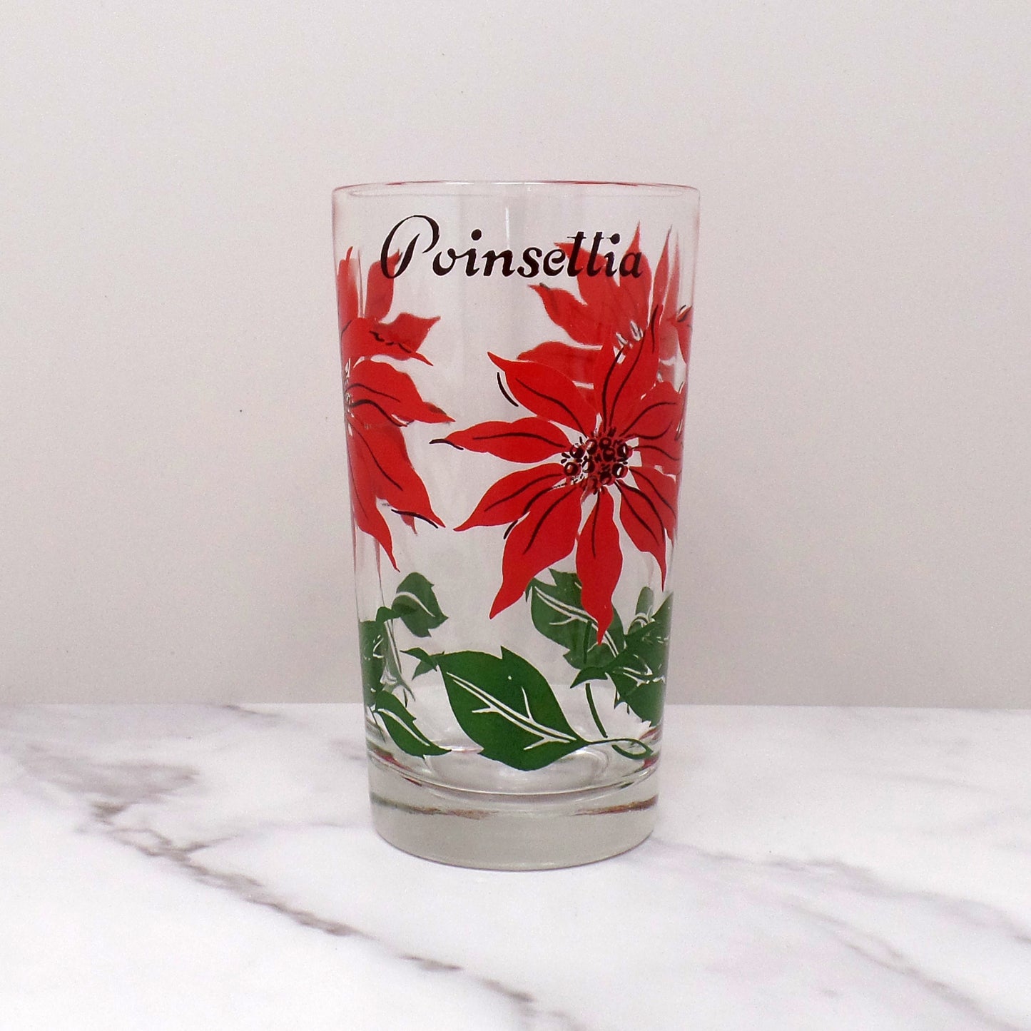 Vintage Christmas Poinsettia Highball Glass (1960s)
