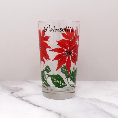 Vintage Christmas Poinsettia Highball Glass (1960s)