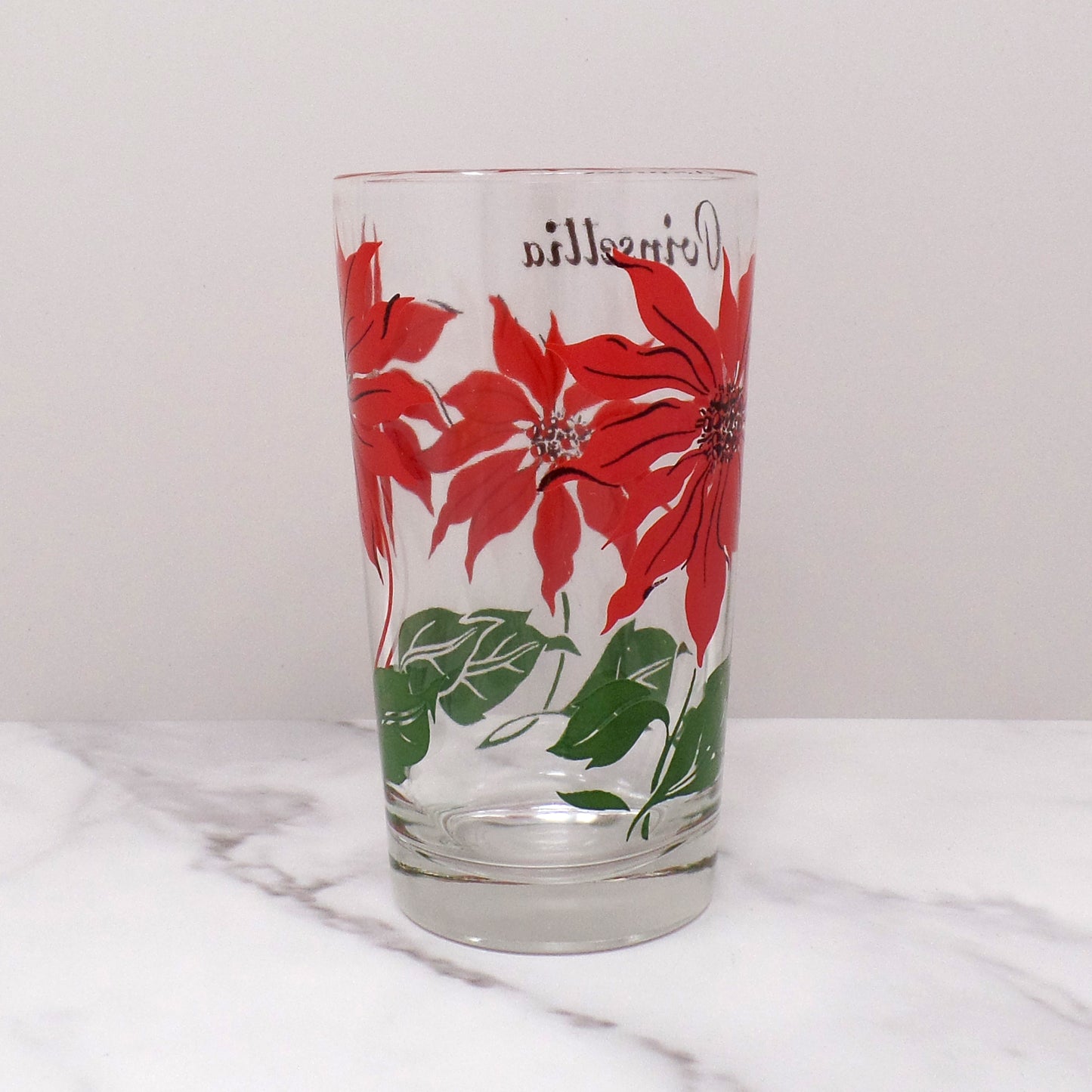 Vintage Christmas Poinsettia Highball Glass (1960s)