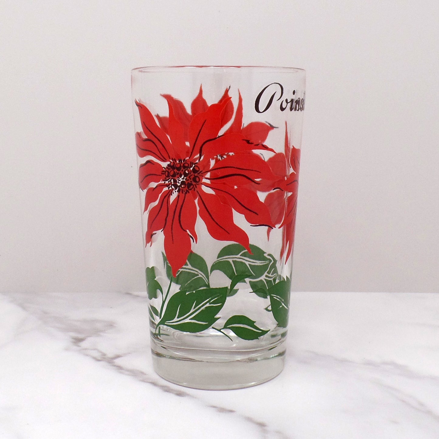Vintage Christmas Poinsettia Highball Glass (1960s)