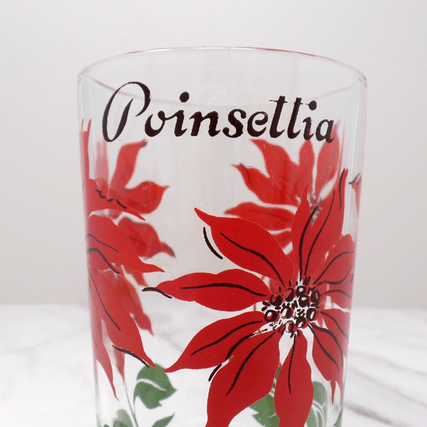 Vintage Christmas Poinsettia Highball Glass (1960s)