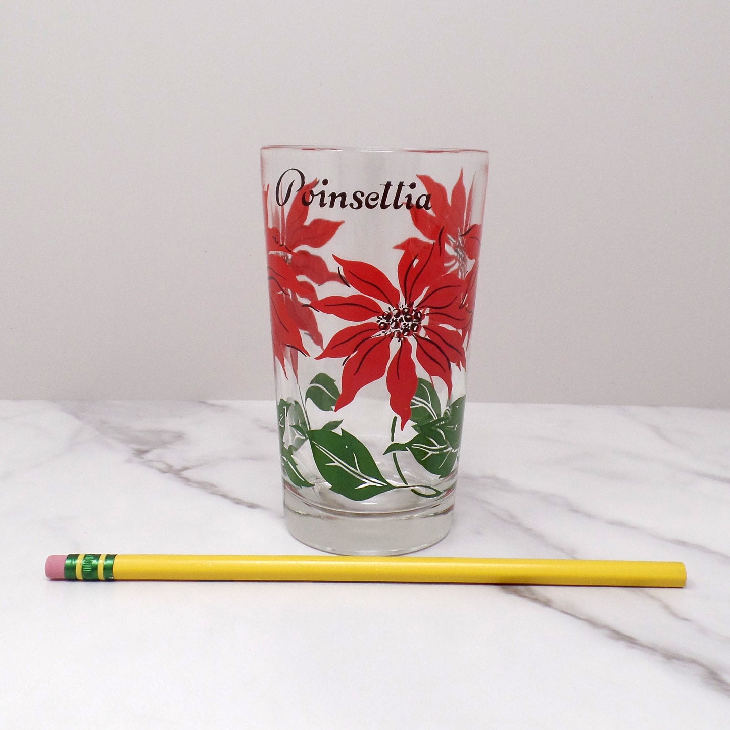 Vintage Christmas Poinsettia Highball Glass (1960s)