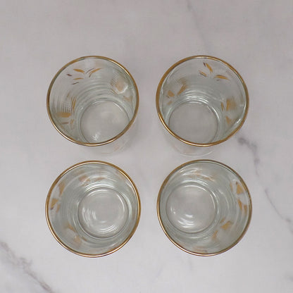 Vintage Wheat 12 oz Gold-rimmed Highball Glasses - set of 4 (1960s)