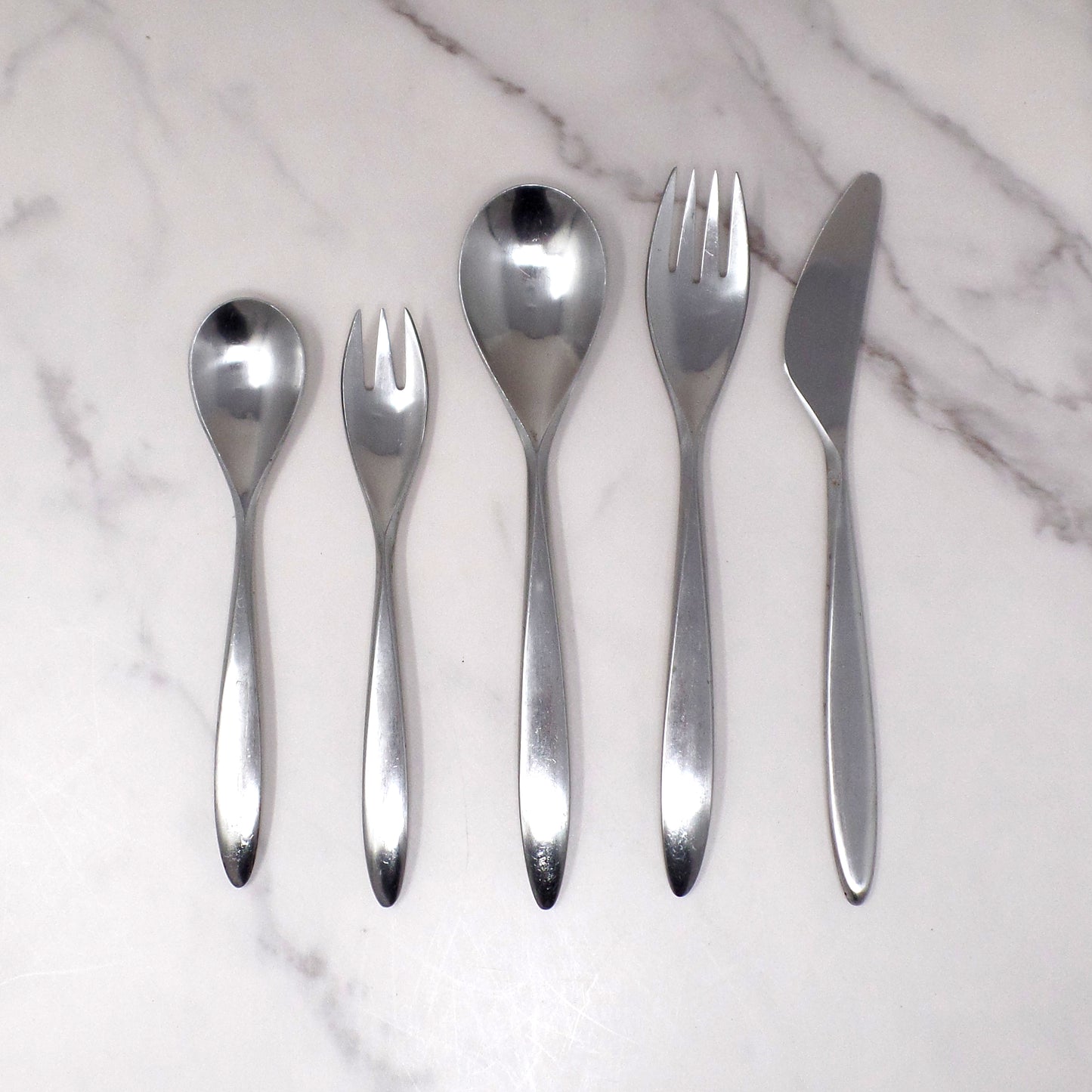 Vintage Wusthof Dreizack Pamir Stainless Steel Flatware, 5 pc Place Setting (1960s)